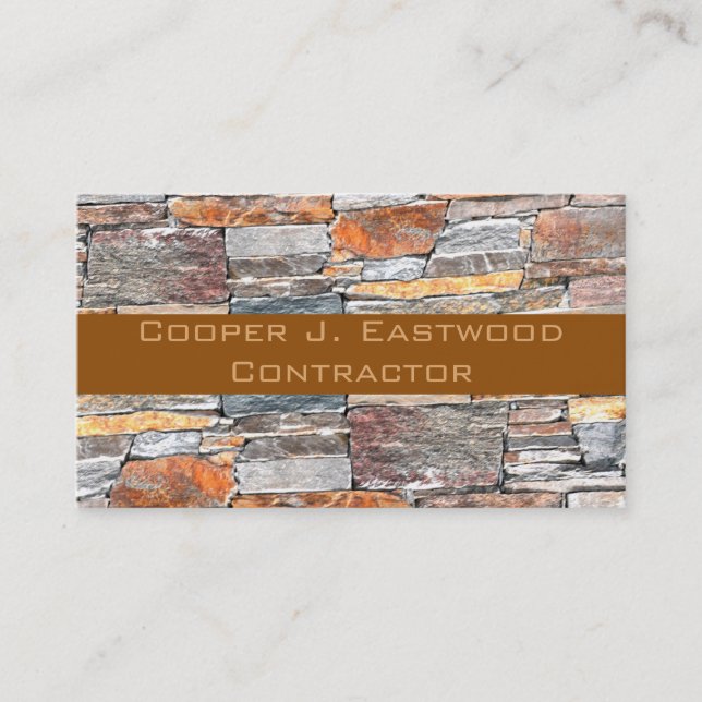 Flagstone natural tone stone pattern bricks  business card (Front)