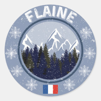 Flaine Ski Station Classic Round Sticker