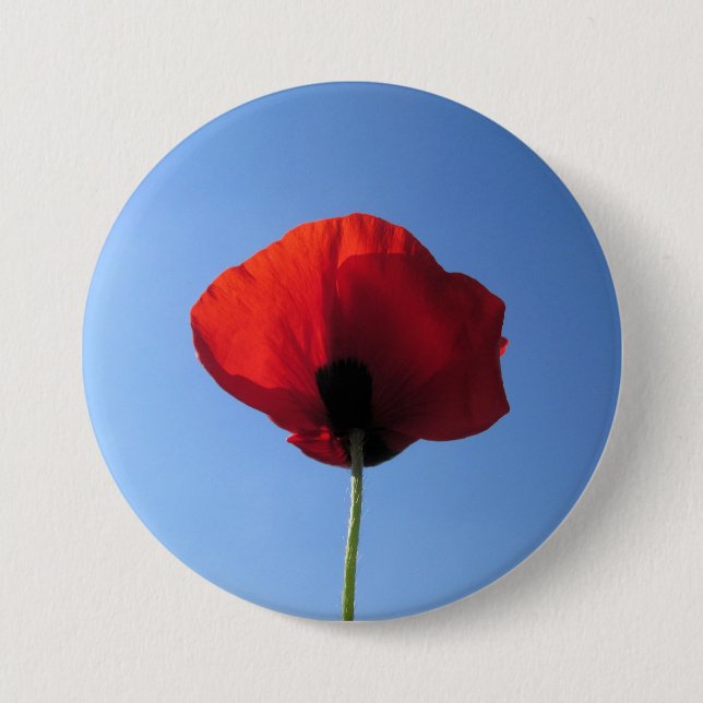 Flair - Red Poppy Blue Sky 7.5 Cm Round Badge (Front)