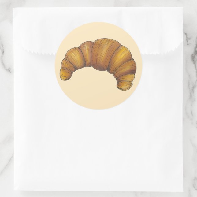 Flaky Buttery Croissant French Pastry Foodie Bread Classic Round Sticker (Bag)