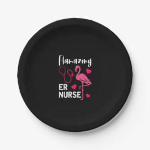Flamazing Flamingo ER Nurse Emergency Nurse Gift Paper Plate