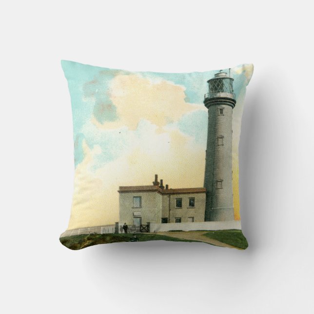 Flamborough Lighthouse (1900) Throw Cushion (Front)