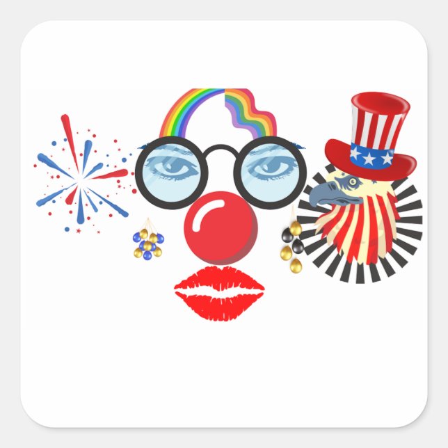 Flamboyant Clown Square Sticker (Front)