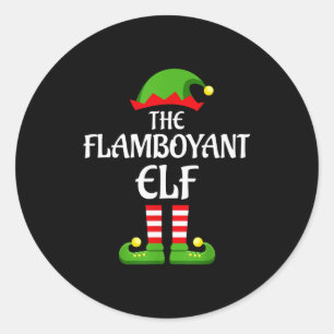 Flamboyant Elf Family Matching Group Christmas  Classic Round Sticker