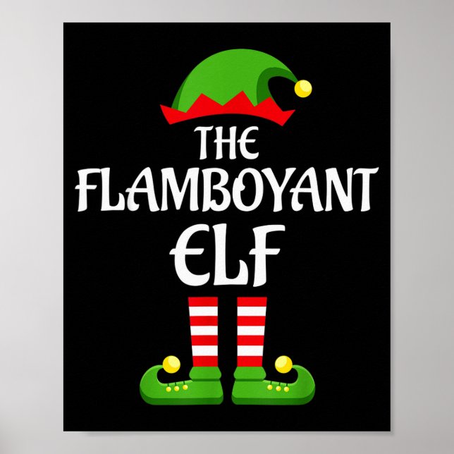 Flamboyant Elf Family Matching Group Christmas  Poster (Front)