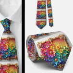 Flamboyant Neck Tie | Rainbow Flowers Faux Glitter<br><div class="desc">Make an unforgettable entrance with this Flamboyant Rainbow Flowers Neck Tie, a vibrant celebration of color, confidence, and expressive style. Bursting with richly saturated rainbow hues and bold floral detail, this design transforms a classic accessory into a true statement piece. The dynamic blend of bright petal, gemstone diamonds and flowing...</div>