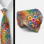Flamboyant Neck Tie | Rainbow Flowers Faux Glitter<br><div class="desc">Make an unforgettable entrance with this Flamboyant Rainbow Flowers Neck Tie, a vibrant celebration of color, confidence, and expressive style. Bursting with richly saturated rainbow hues and bold floral detail, this design transforms a classic accessory into a true statement piece. The dynamic blend of bright petal, gemstone diamonds and flowing...</div>