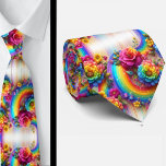 Flamboyant Neck Tie | Rainbow Flowers Faux Glitter<br><div class="desc">Make an unforgettable entrance with this Flamboyant Rainbow Flowers Neck Tie, a vibrant celebration of color, confidence, and expressive style. Bursting with richly saturated rainbow hues and bold floral detail, this design transforms a classic accessory into a true statement piece. The dynamic blend of bright petal, gemstone diamonds and flowing...</div>