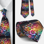 Flamboyant Neck Tie | Rainbow Flowers Faux Glitter<br><div class="desc">Make an unforgettable entrance with this Flamboyant Rainbow Flowers Neck Tie, a vibrant celebration of color, confidence, and expressive style. Bursting with richly saturated rainbow hues and bold floral detail, this design transforms a classic accessory into a true statement piece. The dynamic blend of bright petal, gemstone diamonds and flowing...</div>