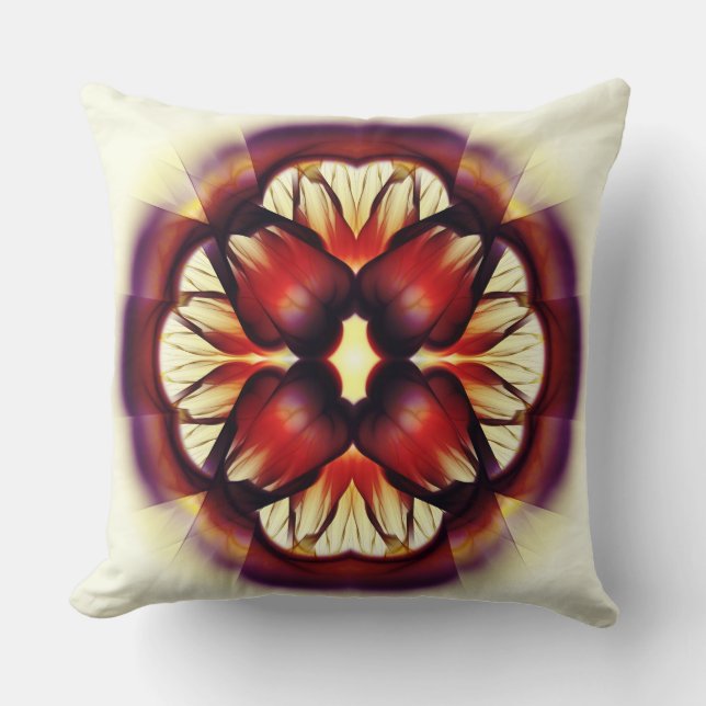 Flamboyant red floral decoration cushion (Front)