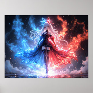 Flame and Frost girl elemental harmony Poster