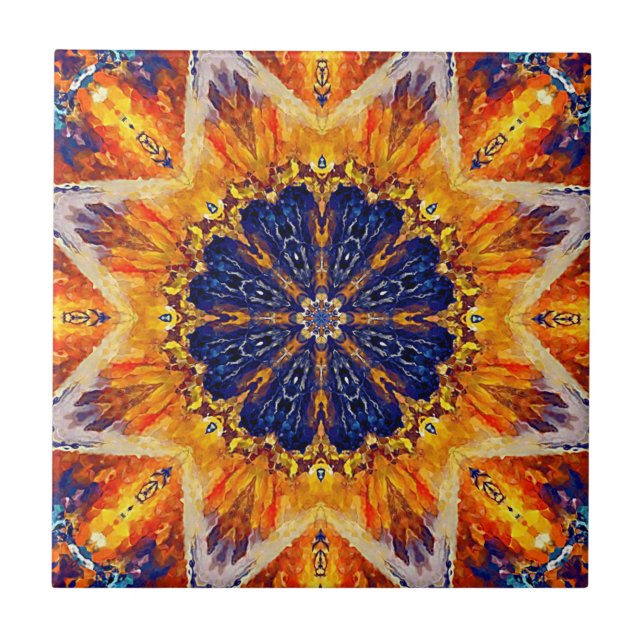 Flame and Navy Decorative Tile (Front)