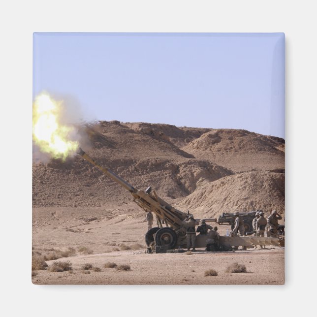 Flame and smoke emerge from the muzzle magnet (Front)