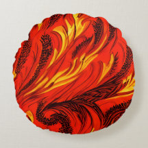Flame Cascade Round Pillow