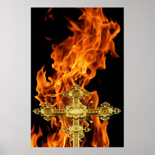 Flame, Cross Poster