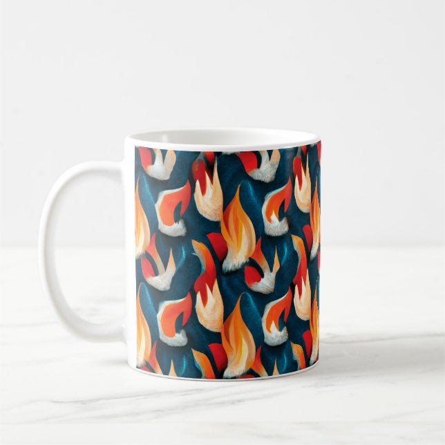 Flame Fabric | Red And Blue Repeating Pattern Coffee Mug (Left)