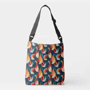 Flame Fabric   Red And Blue Repeating Pattern Crossbody Bag