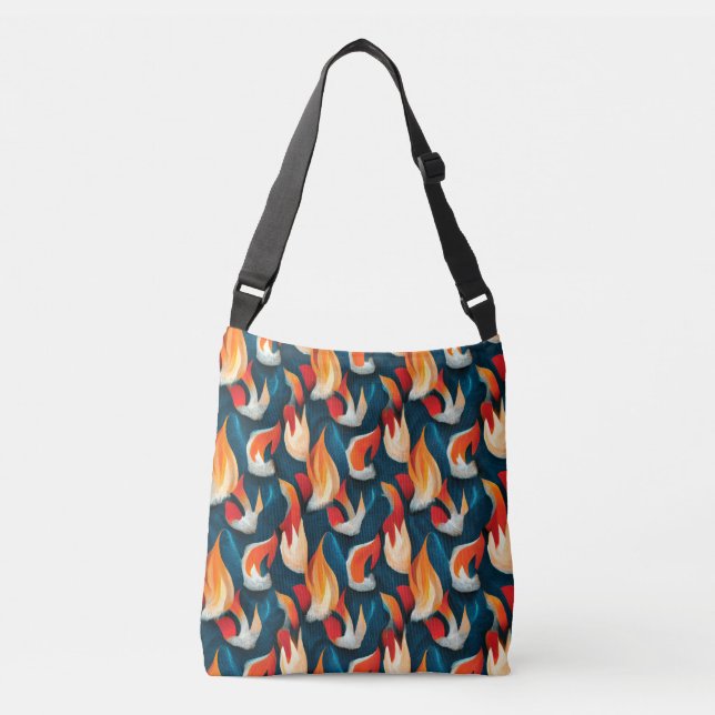 Flame Fabric | Red And Blue Repeating Pattern Crossbody Bag (Front)