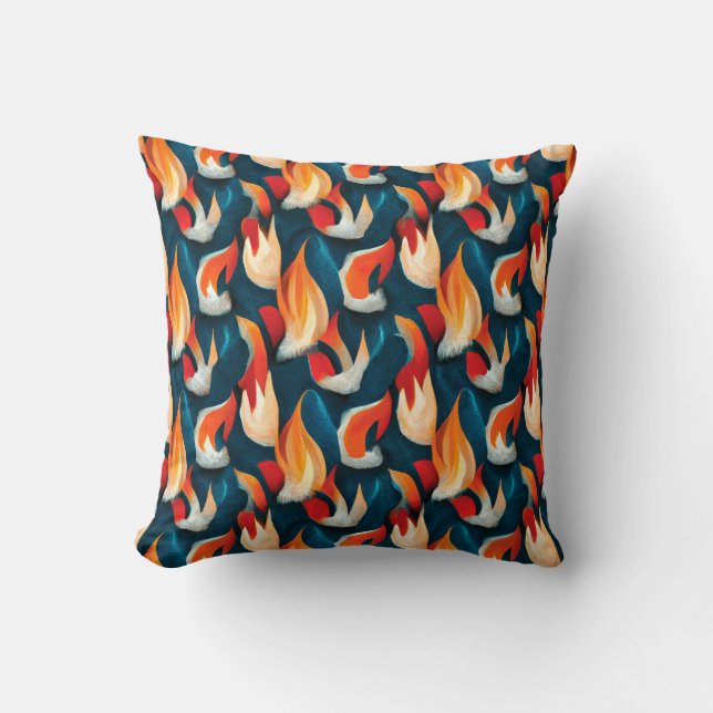 Flame Fabric | Red And Blue Repeating Pattern Cushion (Front)