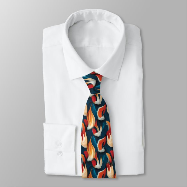 Flame Fabric | Red And Blue Repeating Pattern Tie (Tied)