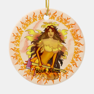 Flame Fairy firefighter Ceramic Tree Decoration