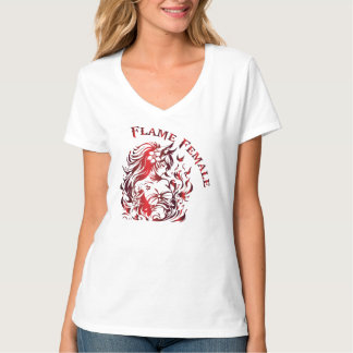 Flame Female Women V-Shirt T-Shirt