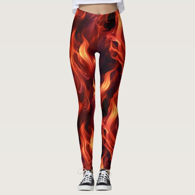 Flame Fire Pattern Leggings (Front)