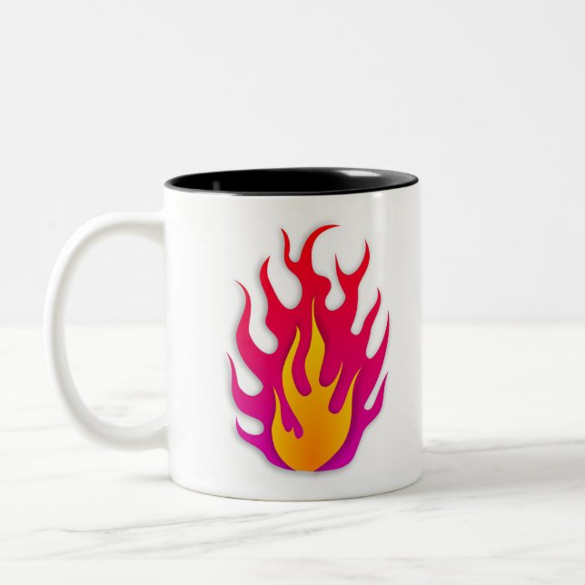 Flame Flammable Hot Fire Burning Two-Tone Coffee Mug (Left)