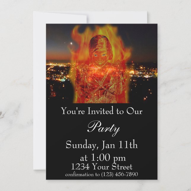 Flame Girl Party Invite (Front)