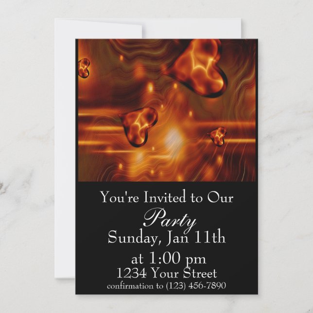 Flame heart Party Invite (Front)