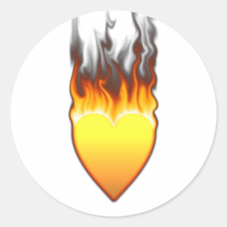 Flame Heart shape Design II Classic Round Sticker