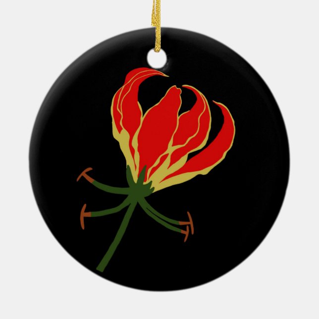 Flame Lily Ceramic Tree Decoration (Back)