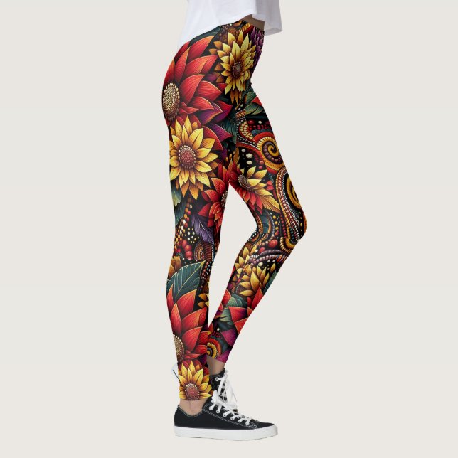 Flame Lily Inspired Vibrant and Bold Leggings (Right)