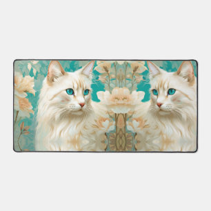 Flame Lynx Point Siamese Mirror Portrait Art Desk Mat