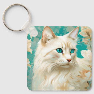 Flame Lynx Point Siamese Portrait Art Key Ring