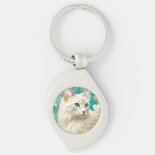 Flame Lynx Point Siamese Portrait Art Key Ring