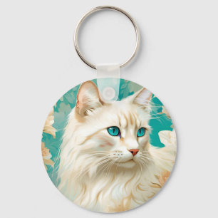 Flame Lynx Point Siamese Portrait Art Key Ring