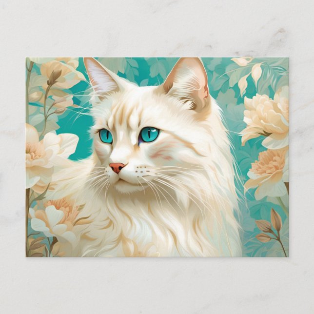Flame Lynx Point Siamese Portrait Art Postcard (Front)