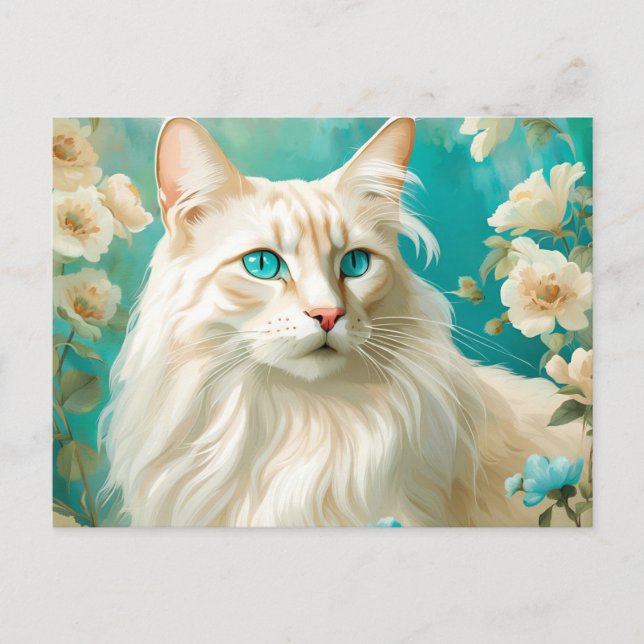 Flame Lynx Point Siamese Portrait Art Postcard (Front)