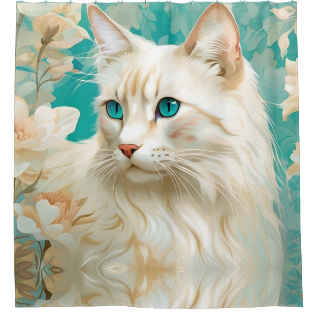 flame Lynx Point Siamese Portrait Art Shower Curtain (Front)
