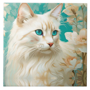 Flame Lynx Point Siamese Portrait Art Tile