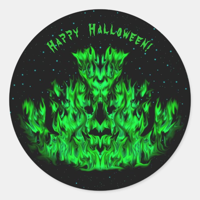 Flame Monster in The Starlight Sky Classic Round Sticker (Front)