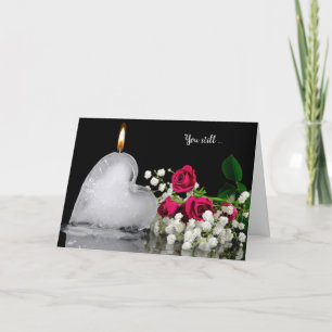 flame on ice heart with roses holiday card