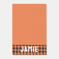 Flame Orange Buffalo Check White Name