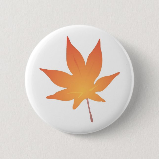 Flame Orange Leaf 6 Cm Round Badge (Front)