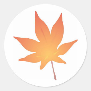 Flame Orange Leaf Classic Round Sticker