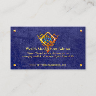 Flame Phoenix, blue leather-look, Wealth Advisor Business Card