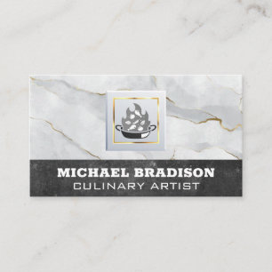Flame Pot Logo Marble Business Card