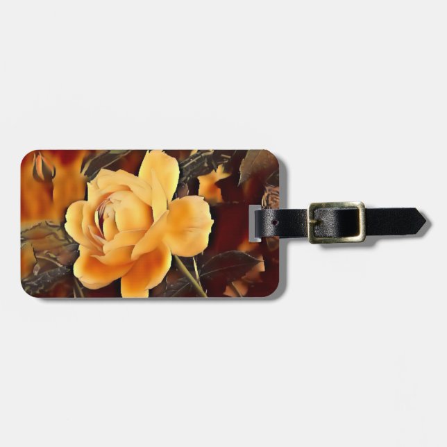 Flame Rose Luggage Tag (Front Horizontal)