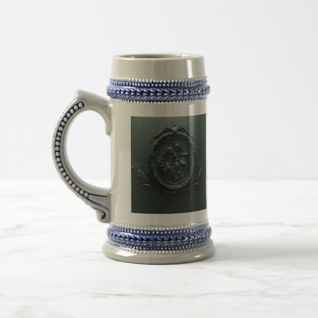 "Flame-Scaled Serenity: A Captivating Fusion of  Beer Stein (Left)
